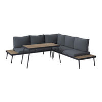 LOUNGEGARNITUR 226/226 cm Aluminium  - Dunkelgrau/Naturfarben, MODERN, Kunststoff/Textil (226/226cm) - Ambia Garden