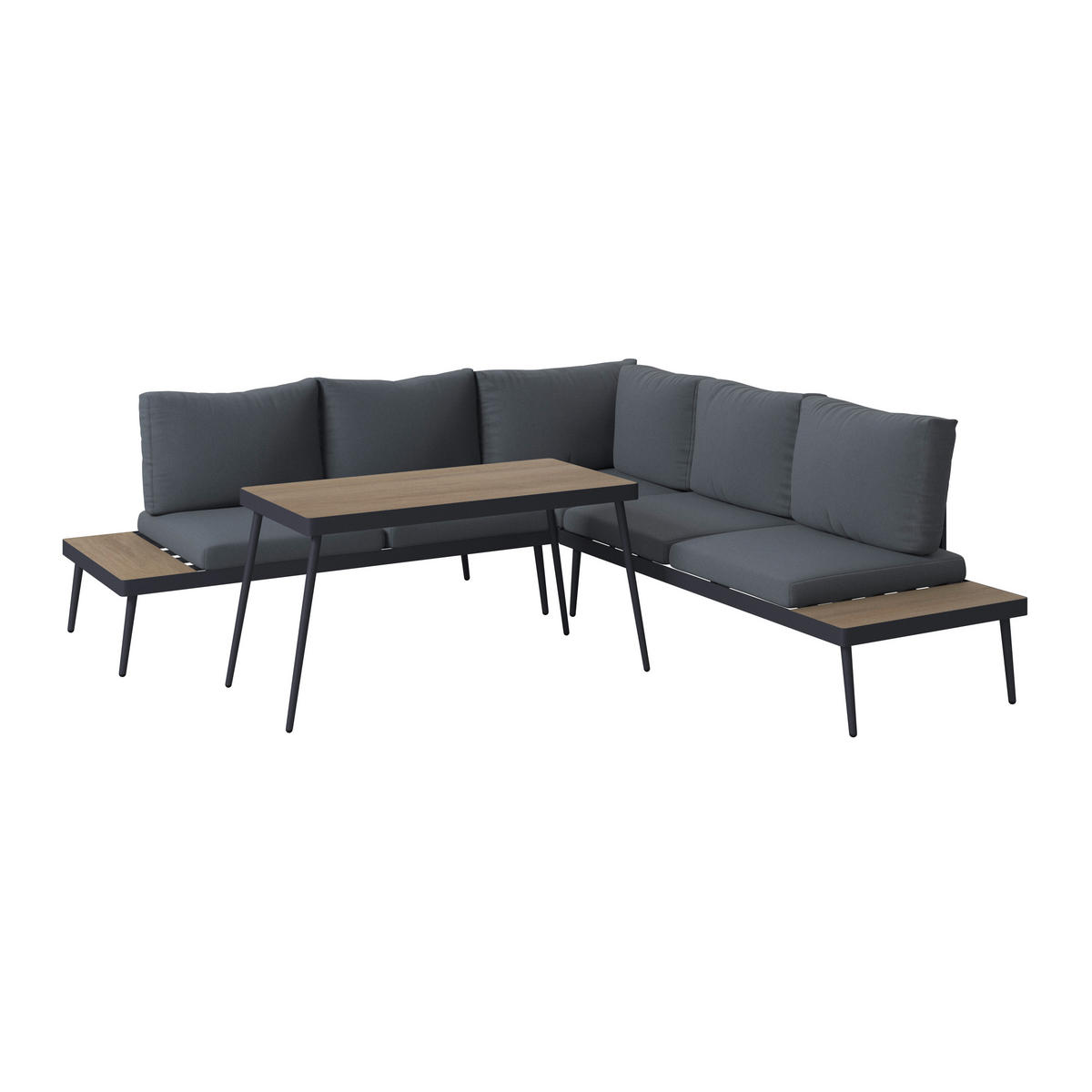LOUNGEGARNITUR 226/226 cm Aluminium  - Dunkelgrau/Naturfarben, MODERN, Kunststoff/Textil (226/226cm) - Ambia Garden