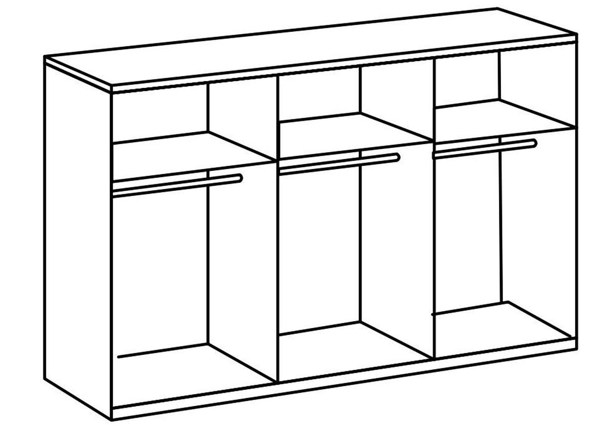 SCHWEBETÜRENSCHRANK  in Weiß, Eichefarben  - Chromfarben/Eichefarben, MODERN, Holzwerkstoff (300/216/65cm) - MID.YOU