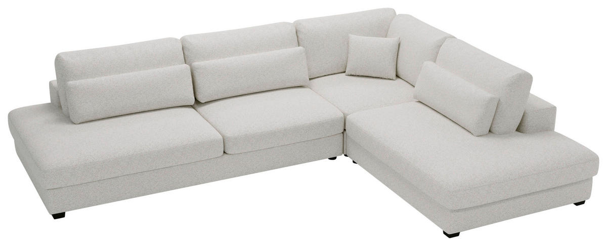 ECKSOFA in Plüsch, Bouclé Beige  - Beige/Schwarz, Design, Kunststoff/Textil (332/244cm) - Livetastic