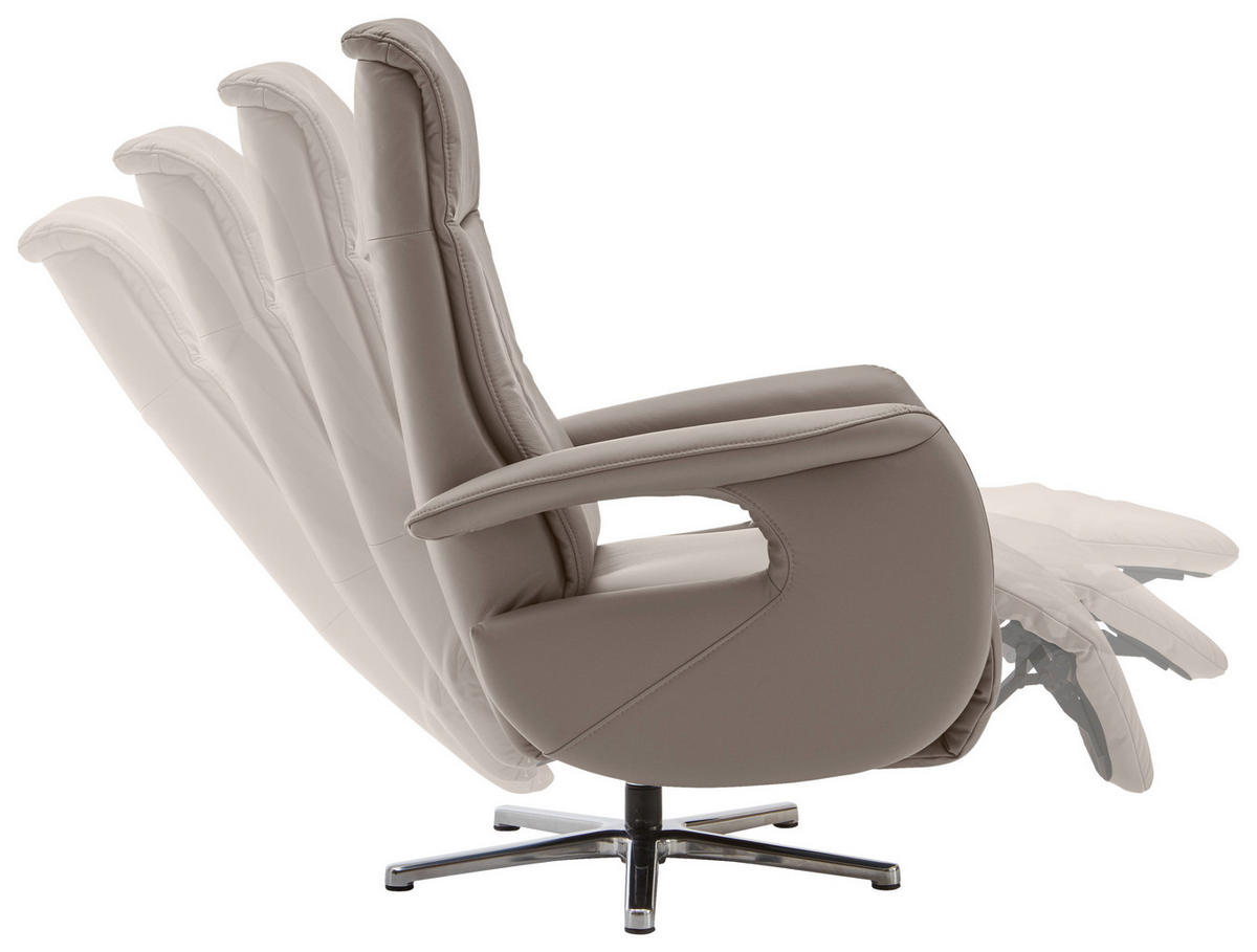 RELAXSESSEL Echtleder    - Chromfarben/Grau, Design, Leder/Metall (71/110/83cm) - Beldomo Speed