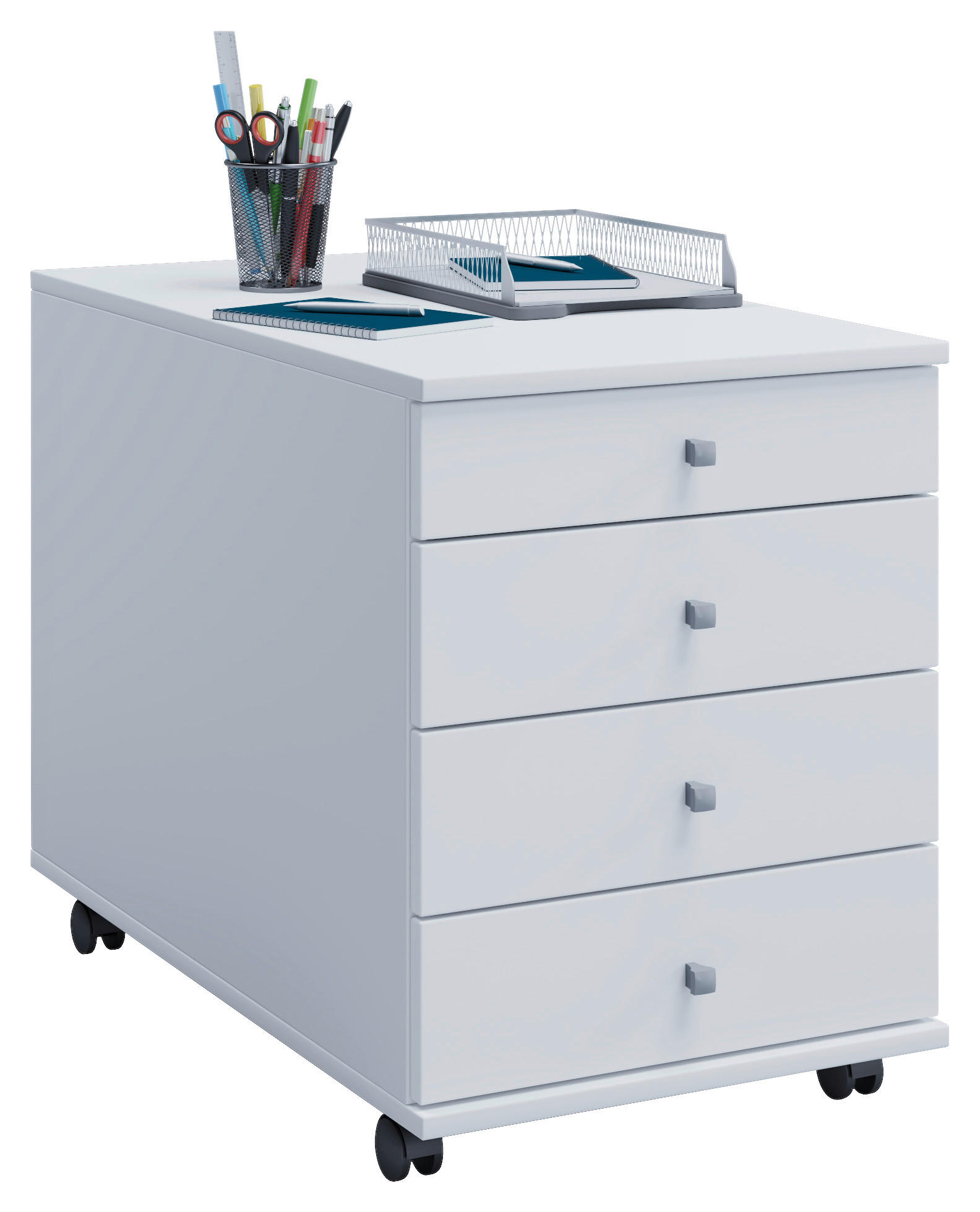 ROLLCONTAINER 42/57/80 cm - Weiss, Basics, Holzwerkstoff/Kunststoff (42/57/80cm) - MID.YOU