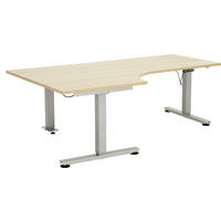 SCHREIBTISCH 200/120/63,5-128,5 cm  in Silberfarben, Eichefarben  - Eichefarben/Silberfarben, KONVENTIONELL, Holzwerkstoff/Metall (200/120/63,5-128,5cm) - Venda