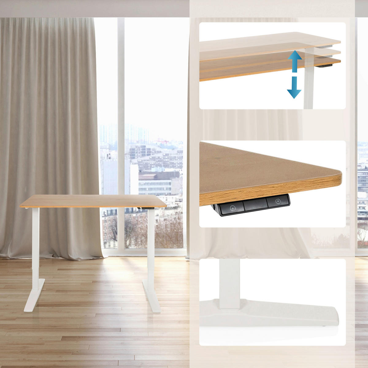 SKRIVBORD 120/60/75 - 120 cm  i ekfärgad  - vit/ekfärgad, Modern, metall/trämaterial (120/60/75 - 120cm) - MID.YOU