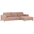 ECKSOFA  in Cord Altrosa  285/170 cm  - Schwarz/Altrosa, KONVENTIONELL, Textil/Metall (285/170cm) - Carryhome
