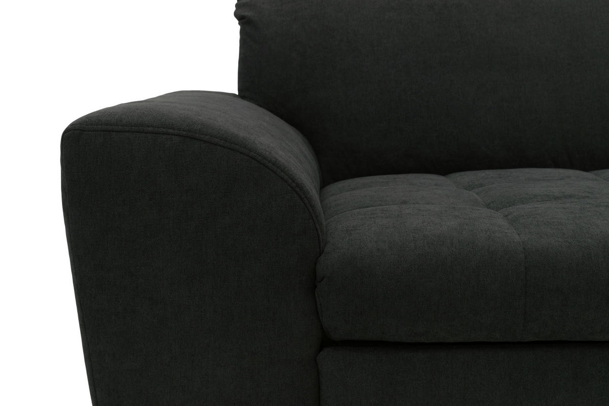 ECKSOFA MERIDIAN Schwarz Mikrofaser  - Chromfarben/Schwarz, KONVENTIONELL, Textil/Metall (278/171cm) - MID.YOU