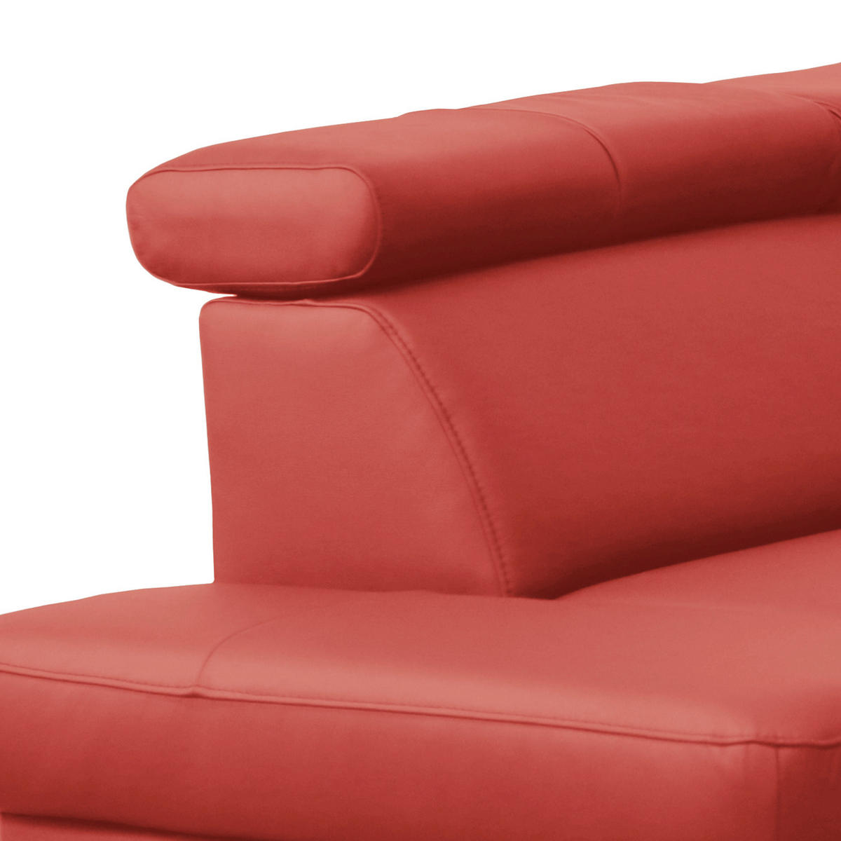ECKSOFA Rot Echtleder Lederlook  - Chromfarben/Rot, Design, Leder/Textil (197/257cm) - Livetastic