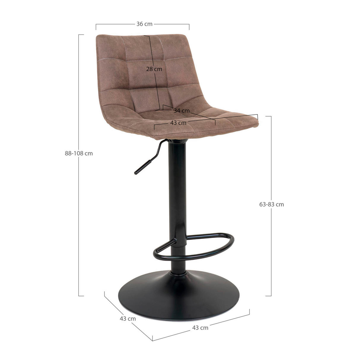 BARPALL SET i ljusbrun  - ljusbrun/svart, Modern, metall/textil (43/88-108/45cm) - MID.YOU