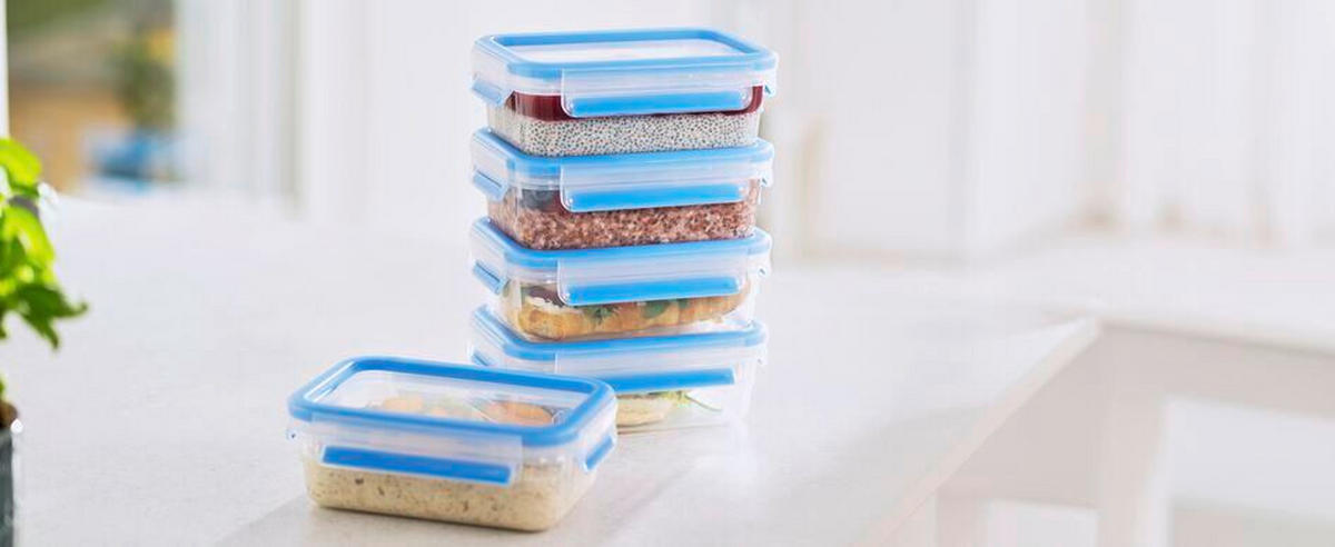 FRISCHHALTEDOSENSET Clip & Close 5-teilig  - Transparent, Basics, Kunststoff (16,7/11,7/27,1cm) - Emsa