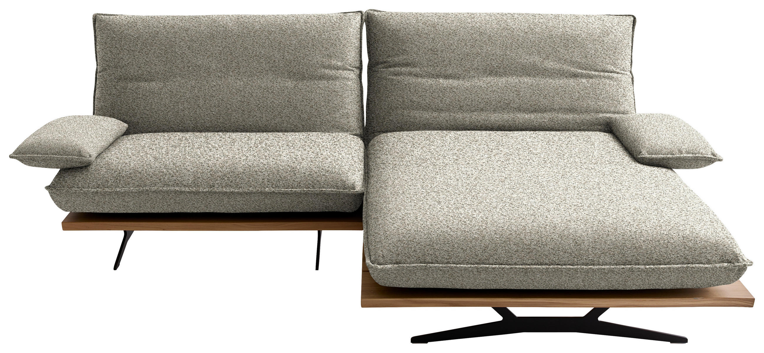 ECKSOFA  in Chenille, Flachgewebe Greige, Wildeiche  284/161 cm  - Wildeiche/Greige, Design, Holz/Textil (284/161cm) - Koinor