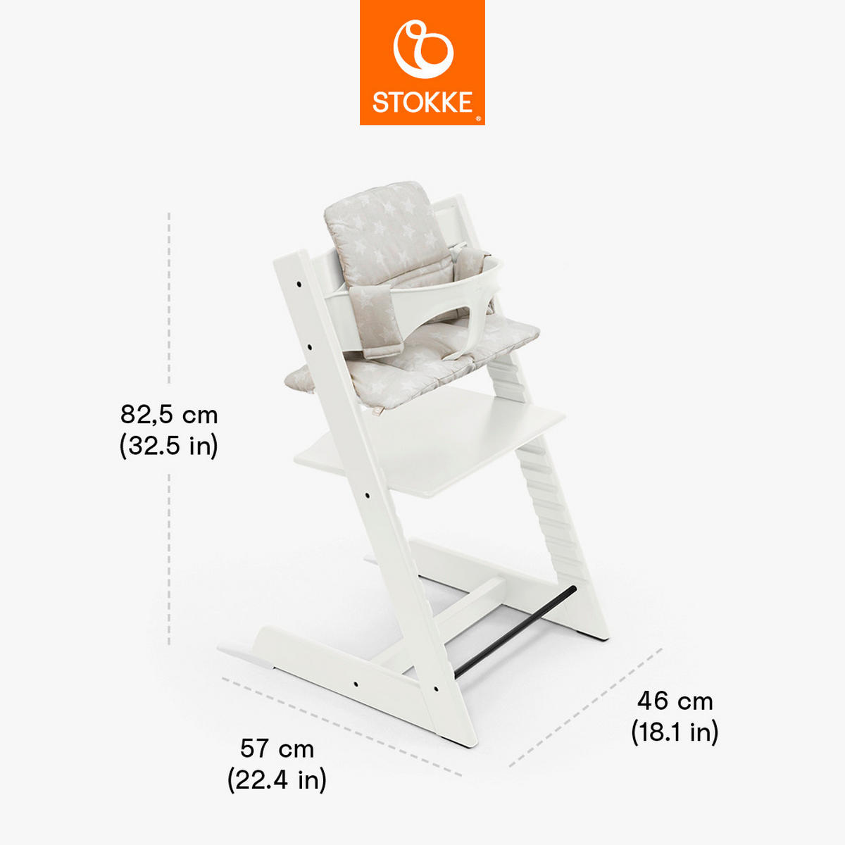 SET ZA STOLČEK ZA HRANJENJE  Tripp Trapp Bundles  83/57/46 cm         bela  - bela, Basics, les (83/57/46cm) - Stokke