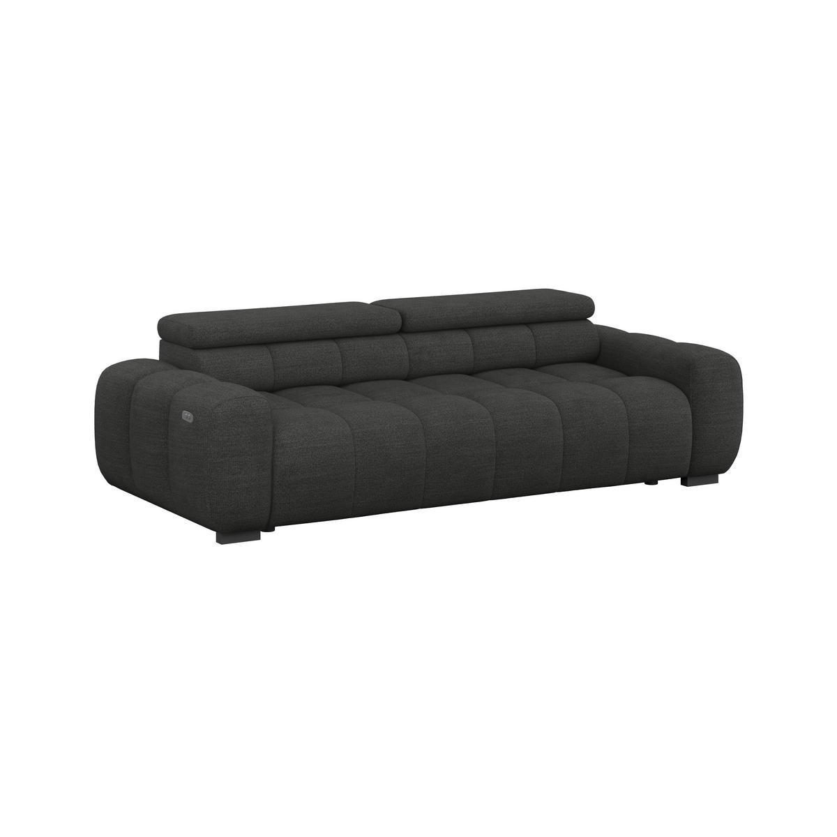 BIGSOFA inkl. mot. Funktion Webstoff Schwarz  - Schwarz, Design, Kunststoff/Textil (248/77-97/108cm) - Welnova