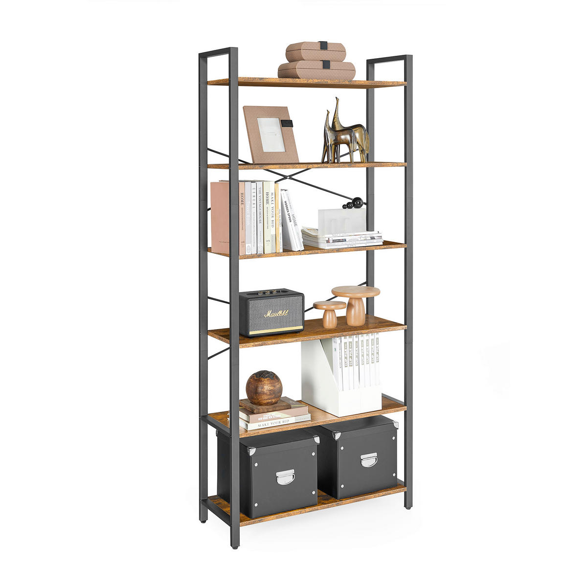 REGAL Braun, Schwarz  - Schwarz/Braun, Basics, Holzwerkstoff/Metall (80/186/30cm) - Boxxx