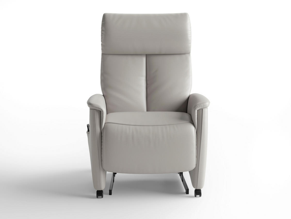 RELAXSESSEL TV CREMONA COMFORT E M2 Echtleder Kopfteilverstellung, Fußteilverstellung, Rücken echt    - Hellgrau/Schwarz, Basics, Leder/Kunststoff (76/112/84cm) - Sit & More