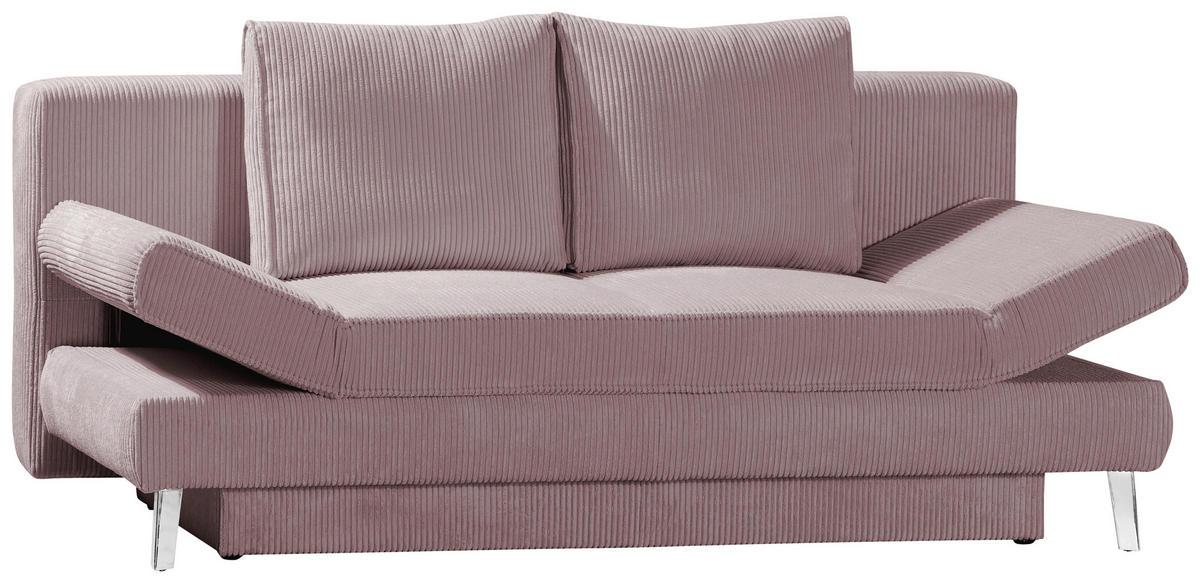 SCHLAFSOFA in Cord Rosa  - Chromfarben/Rosa, Design, Textil/Metall (200/85/90cm) - Xora