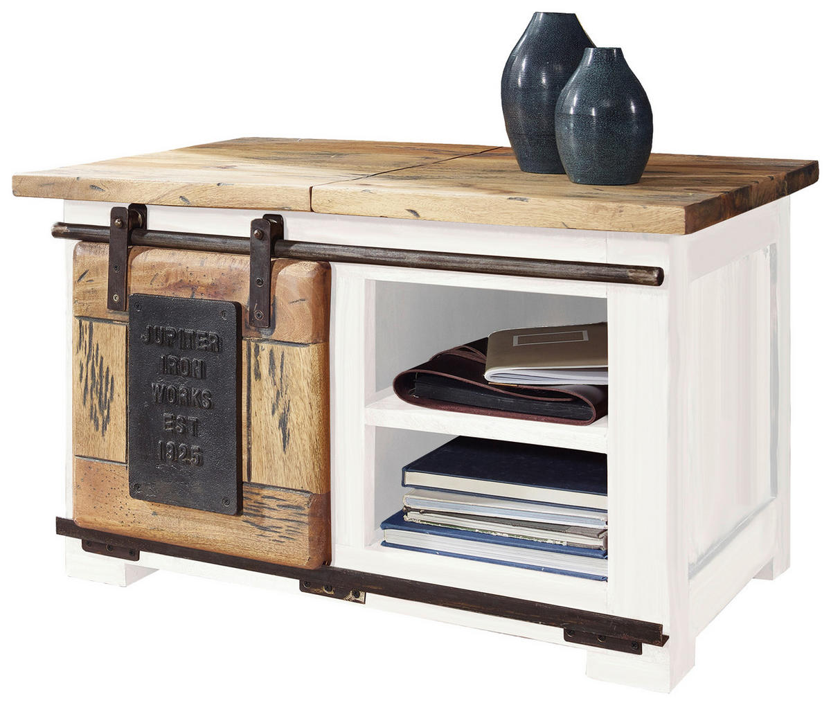 TRUHE Holz, Metall Mangoholz massiv  - Schwarz/Braun, KONVENTIONELL, Holz/Metall (76/46/51cm) - Livetastic