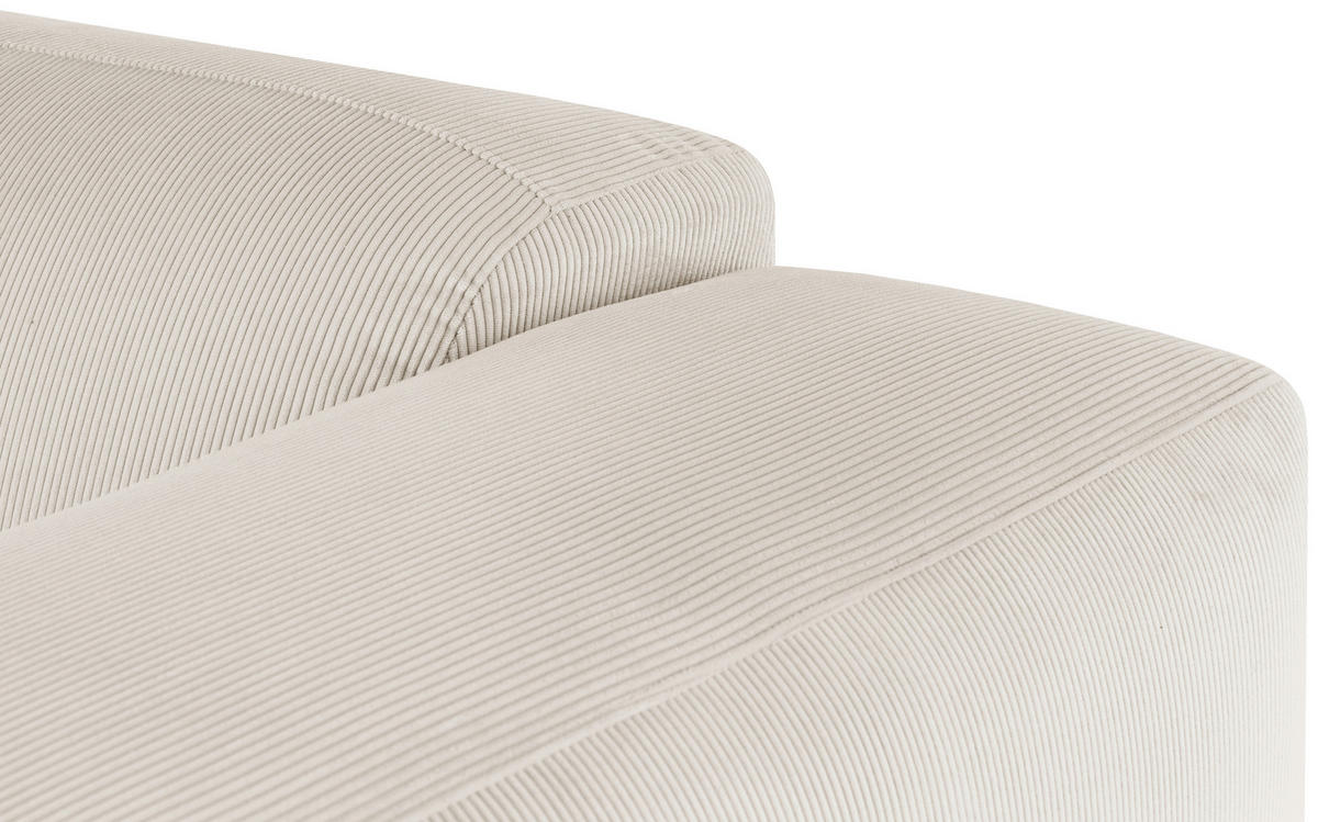 ECKSOFA in Cord Creme  - Creme/Schwarz, Design, Kunststoff/Textil (170/252cm) - MID.YOU