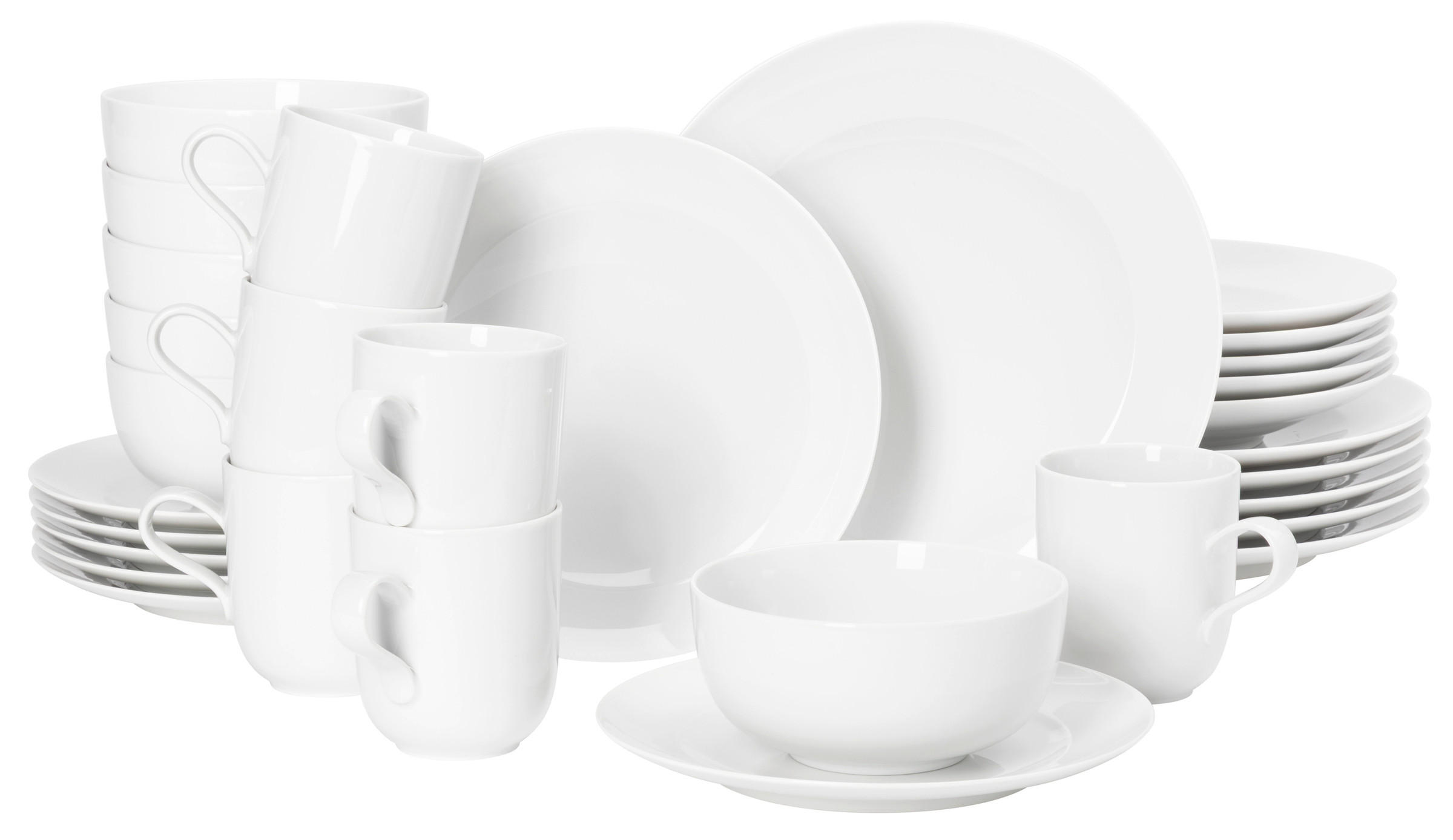 KOMBISERVICE Weiß Liberty 30-teilig 6 Personen  - Weiß, KONVENTIONELL, Keramik (13,986kg) - Seltmann Weiden
