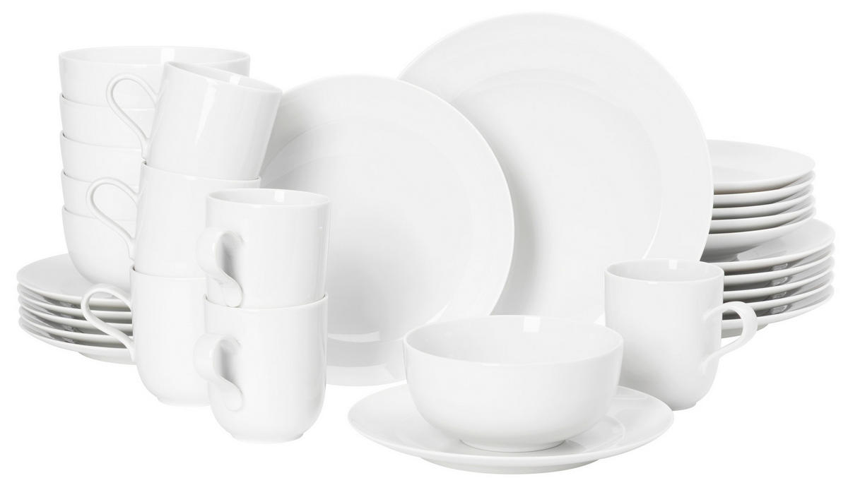 KOMBISERVICE Weiß Liberty 30-teilig 6 Personen  - Weiß, KONVENTIONELL, Keramik (13,986kg) - Seltmann Weiden
