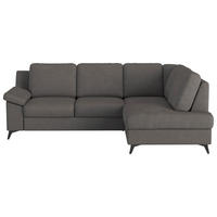 ECKSOFA Dunkelgrau Flachgewebe Bettkasten, Schlaffunktion, Rücken echt, Stauraum  - Dunkelgrau/Schwarz, KONVENTIONELL, Textil/Metall (242/170cm) - Cotta