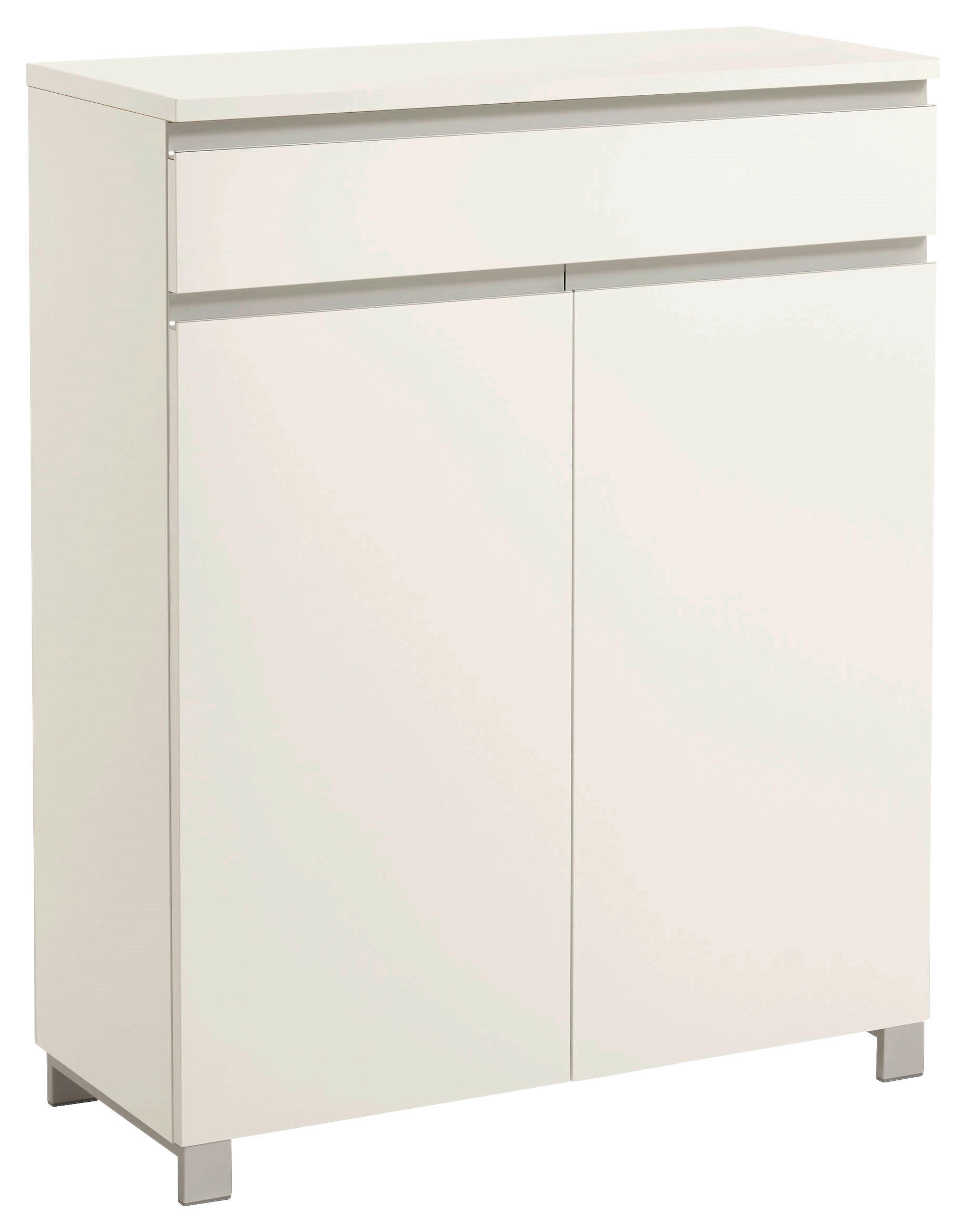 SCHUHSCHRANK Silberfarben, Weiß - Silberfarben/Weiß, Design, Holzwerkstoff/Metall (84/108/37cm)
