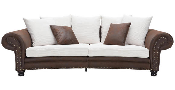 MEGASOFA in Mikrofaser Braun, Weiß  - Beige/Braun, LIFESTYLE, Holz/Textil (276/81/140cm) - Landscape
