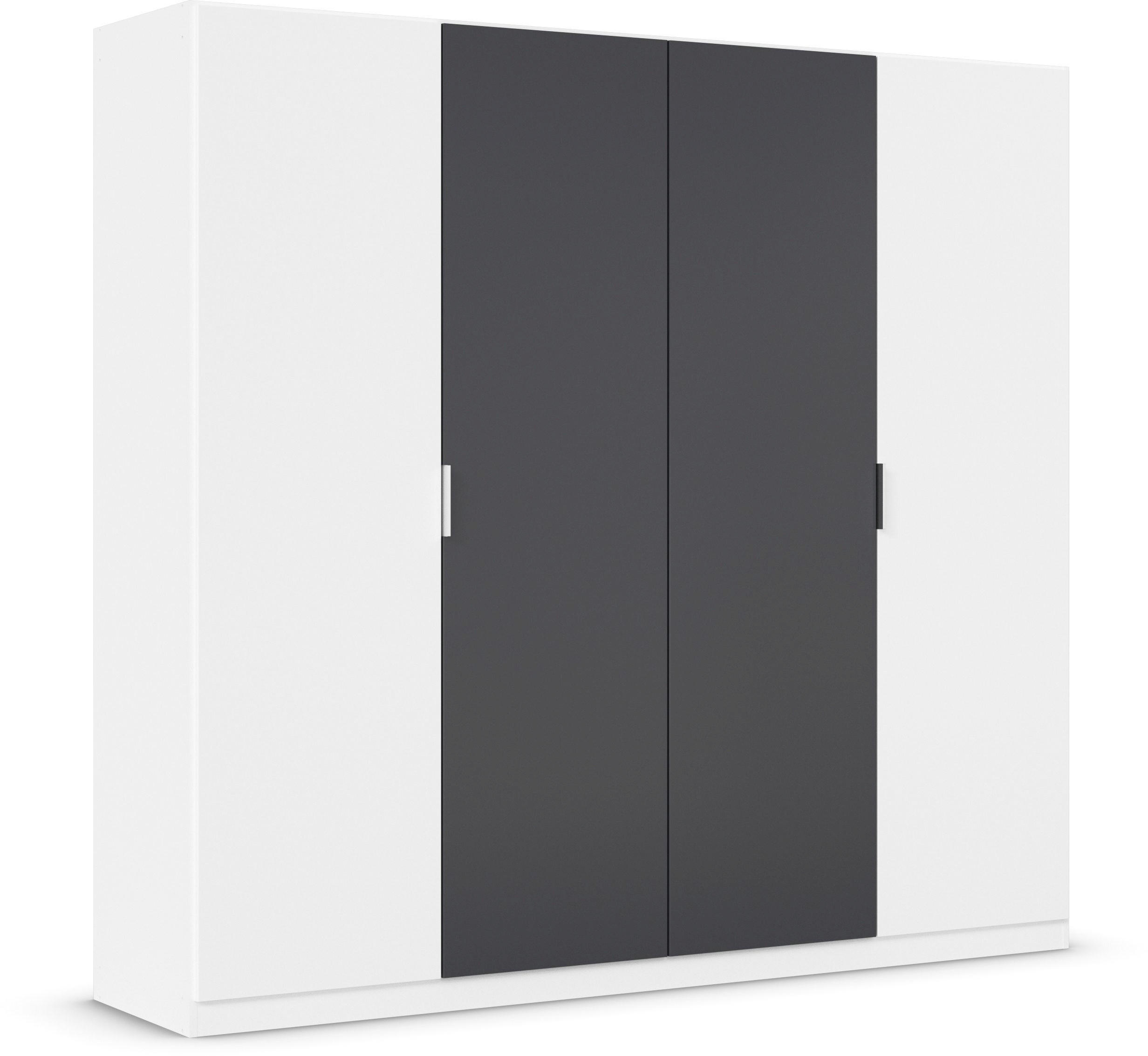 DREHTÜRENSCHRANK 226/210/54 cm 4-türig Weiß, Dunkelgrau  - Dunkelgrau/Alufarben, Design, Holzwerkstoff/Metall (226/210/54cm) - Boxxx