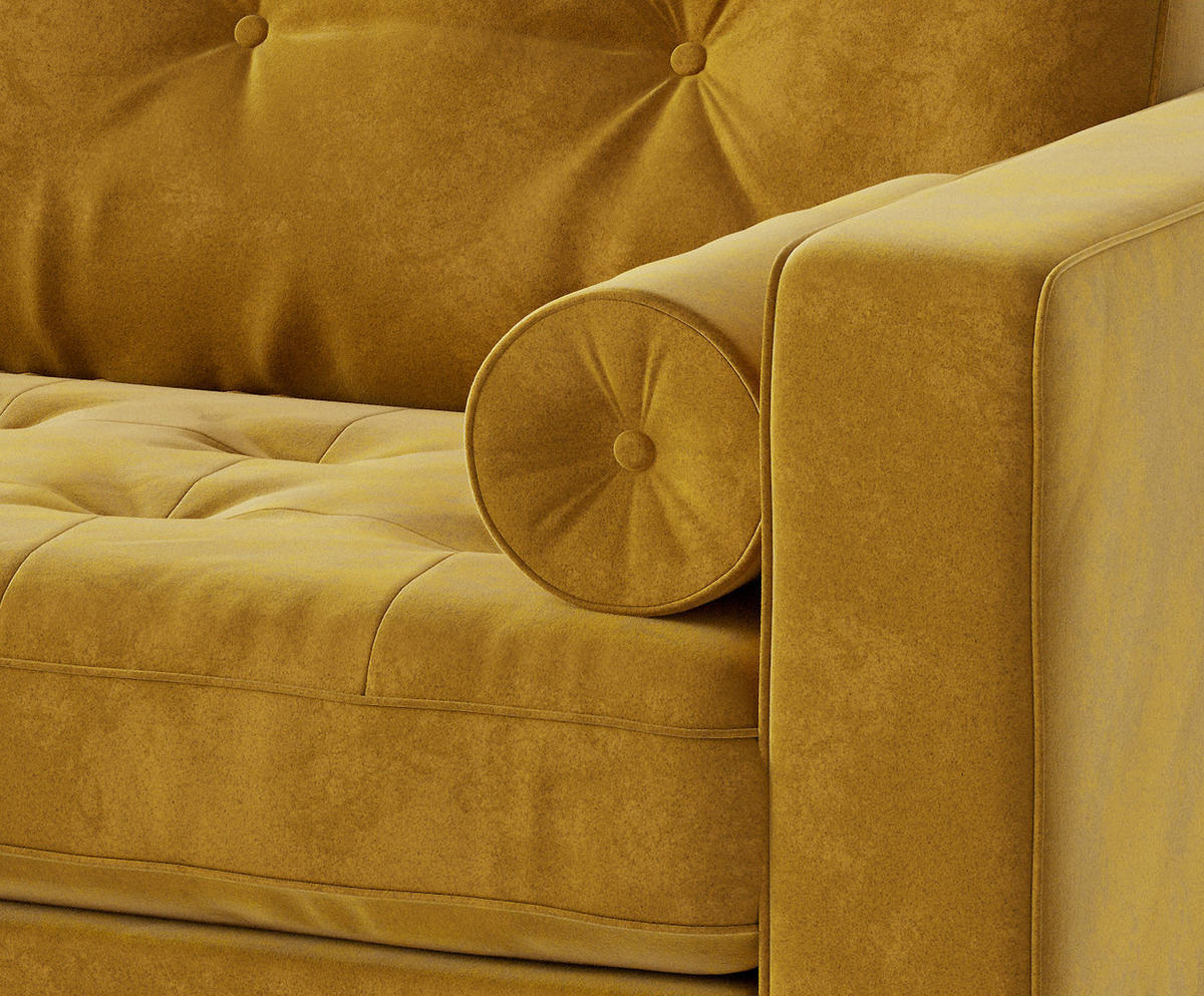 ECKSOFA in Flachgewebe Senfgelb  259/205 cm  - Edelstahlfarben/Gelb, Design, Textil/Metall (259/205cm) - Livetastic