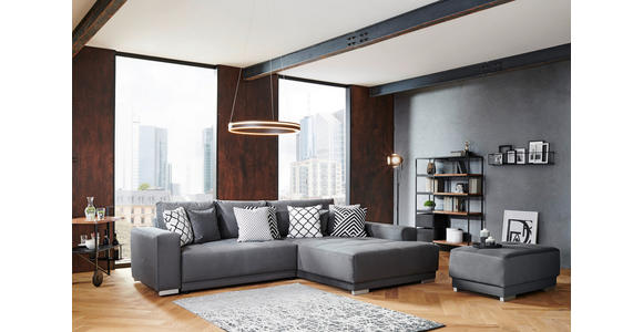 WOHNLANDSCHAFT inkl.Funktionen Grau Samt - Silberfarben/Grau, Design, Holz/Textil (293/195cm) - Cantus