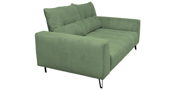 BIGSOFA  in Cord Salbeigrün  - Salbeigrün/Schwarz, KONVENTIONELL, Textil/Metall (246/100/116cm) - Carryhome