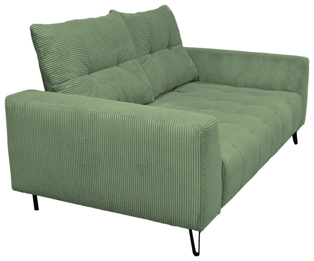 BIGSOFA Cord Salbeigrün  - Salbeigrün/Schwarz, KONVENTIONELL, Textil/Metall (246/100/116cm) - Carryhome