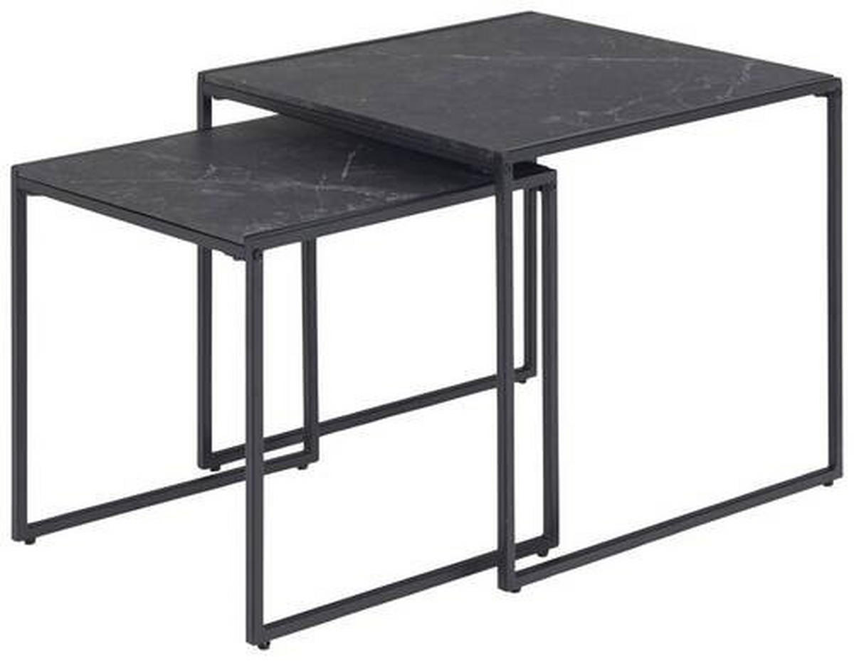 SADA ODKLÁDACÍCH STOLKŮ, černá, kov, kompozitní dřevo, 50/50/45 cm - černá, Moderní, kov/kompozitní dřevo (50/50/45cm) - MID.YOU