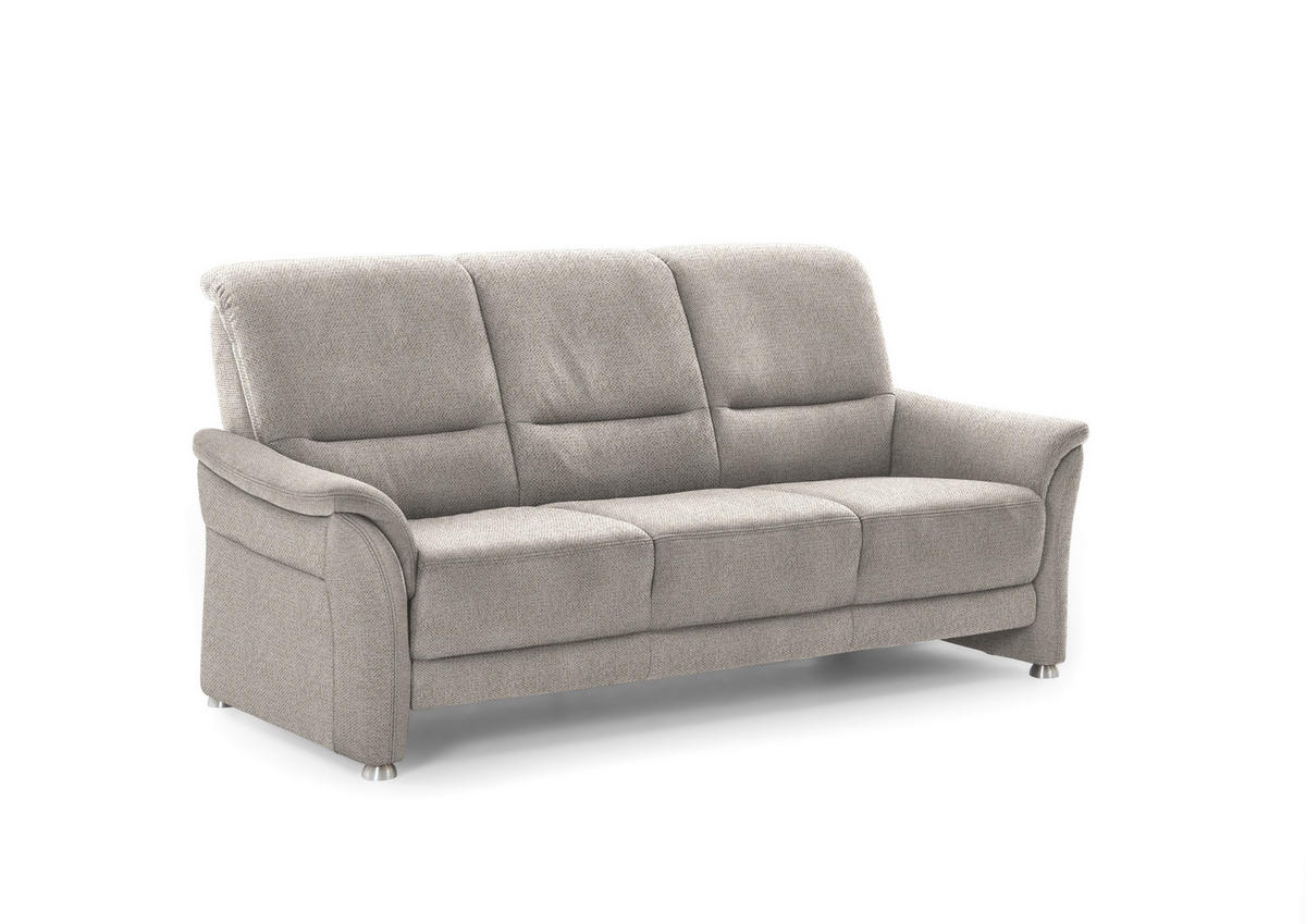 3-SITZER-SOFA Flachgewebe Beige  - Beige/Alufarben, Konventionell, Textil/Metall (198/96/93cm) - Beldomo Premium