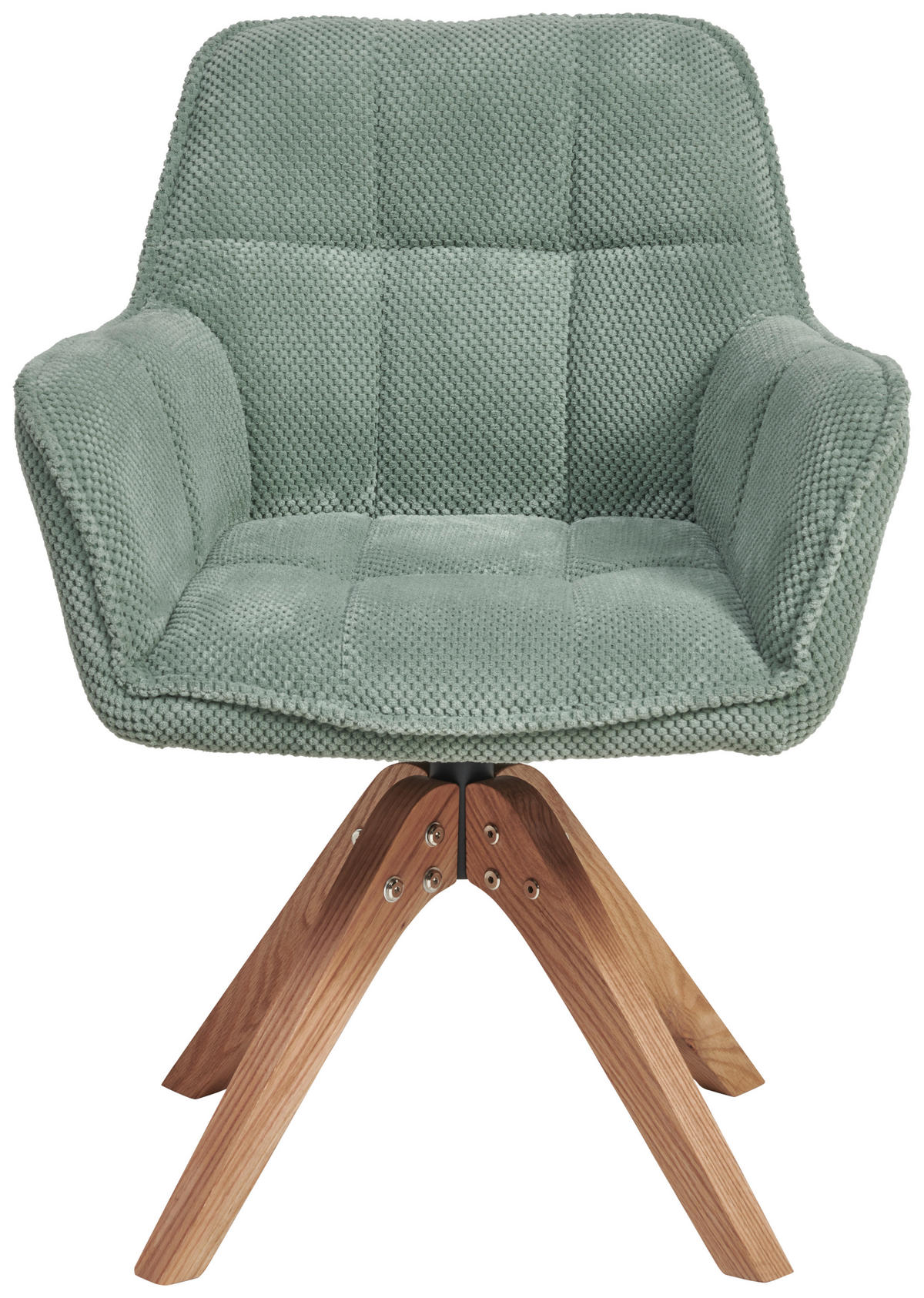 ARMLEHNSTUHL  Sitzfläche 360° drehbar, inklusive Armlehnen Webstoff  - Eichefarben/Grün, Basics, Holz/Textil (61/85/63cm) - MID.YOU
