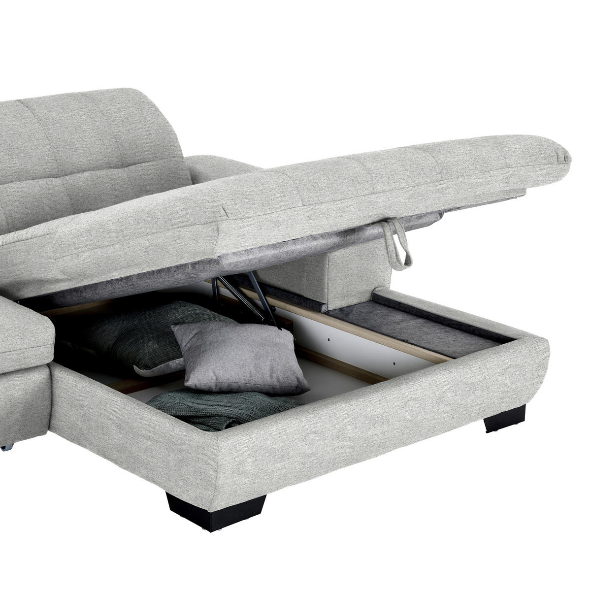 ECKSOFA in Webstoff Platinfarben  - Platinfarben/Schwarz, Design, Textil/Metall (265/180cm) - Carryhome