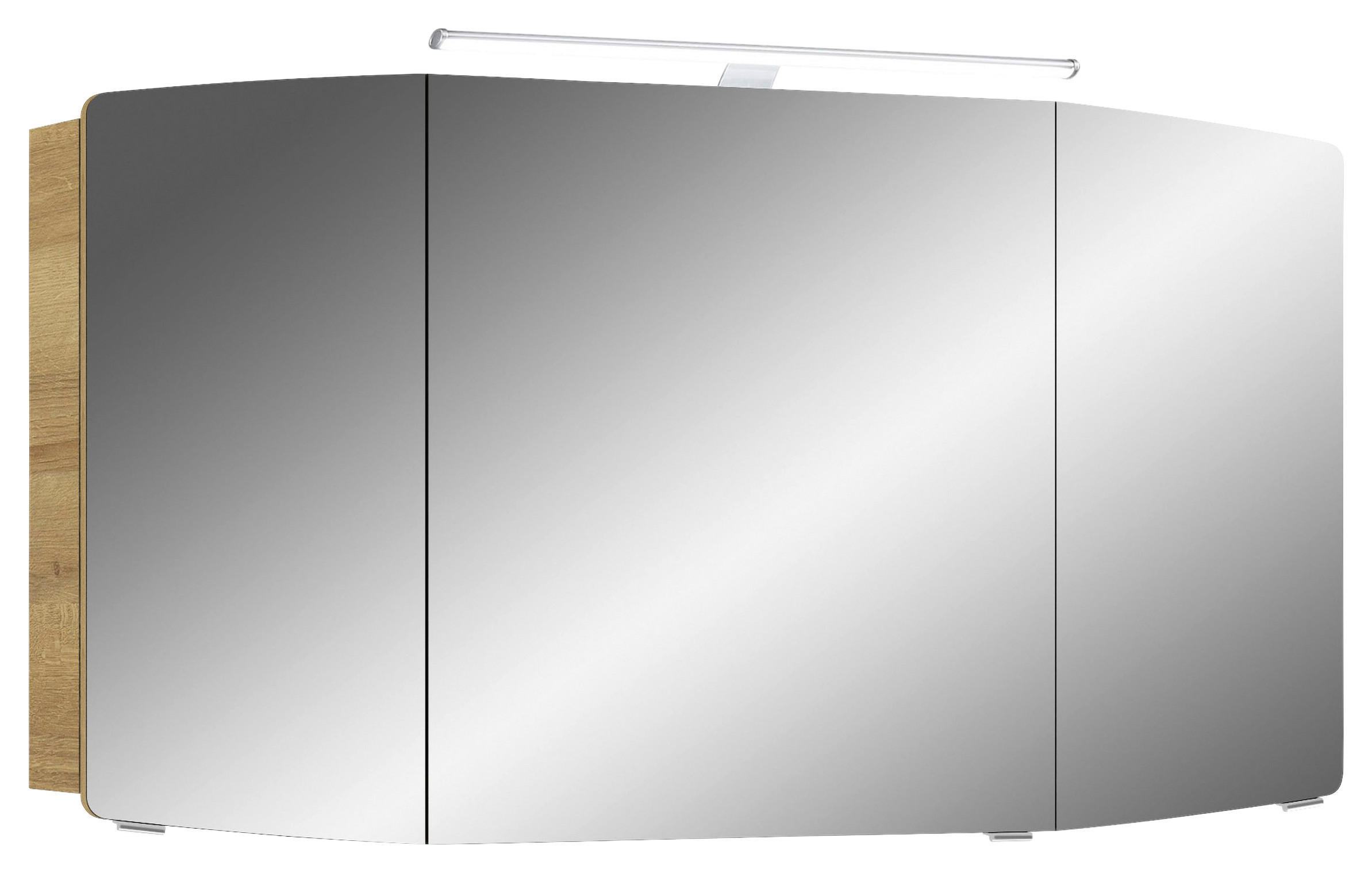 SPIEGELSCHRANK 120/67/17 cm  - Chromfarben/Eichefarben, KONVENTIONELL, Glas/Holzwerkstoff (120/67/17cm) - Pelipal