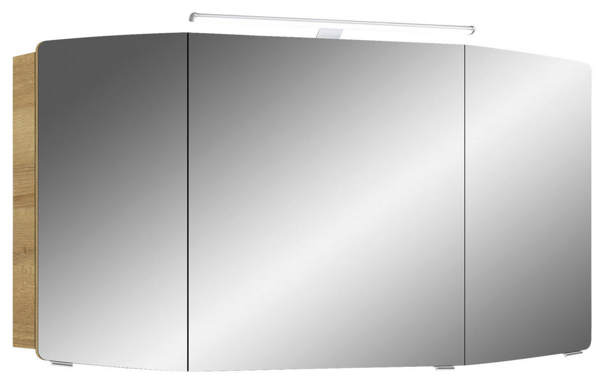 SPIEGELSCHRANK 120/67/17 cm  - Chromfarben/Eichefarben, KONVENTIONELL, Glas/Holzwerkstoff (120/67/17cm) - Pelipal