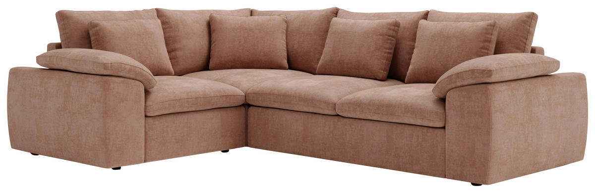 ECKSOFA Chenille Koralle  - Koralle/Schwarz, Design, Kunststoff/Textil (216/289cm) - Livetastic