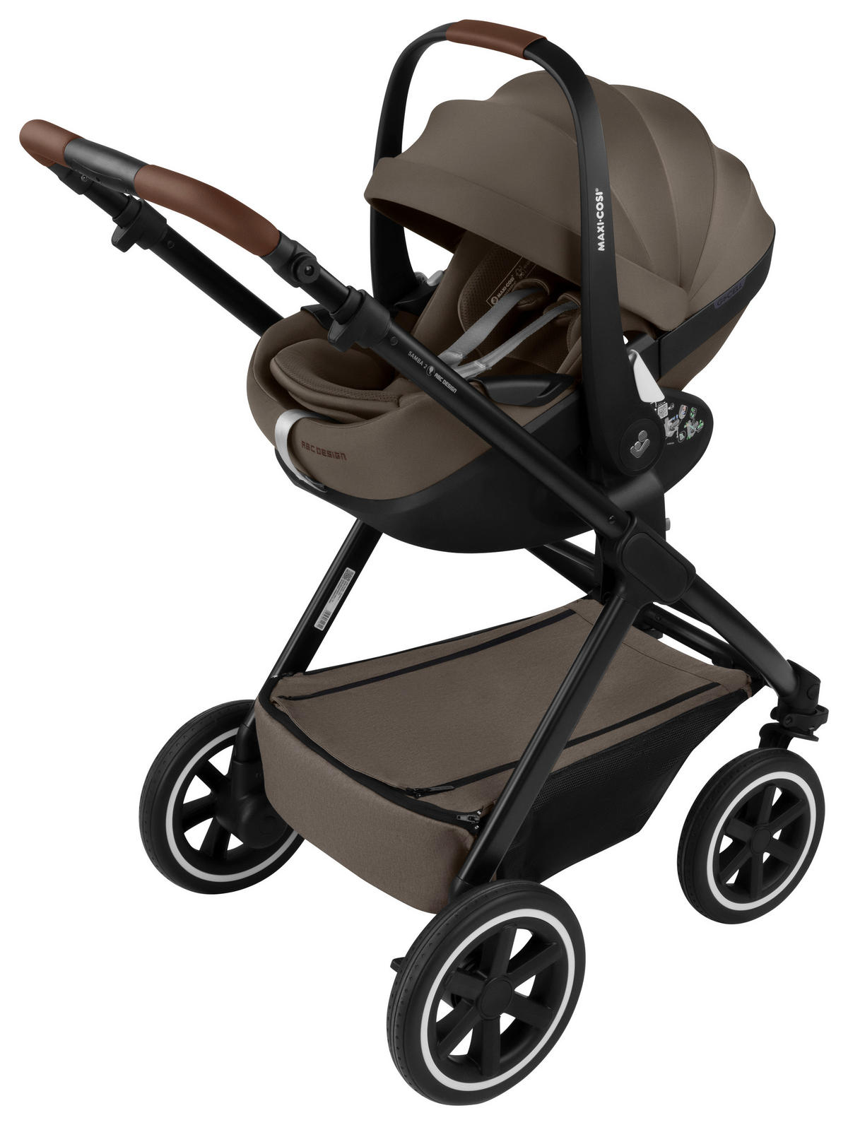 KINDERWAGENSET Samba 2 All in One Set Maxi Cosi  - Schwarz/Cappuccino, Basics, Textil/Metall (88/60/108cm) - ABC Design