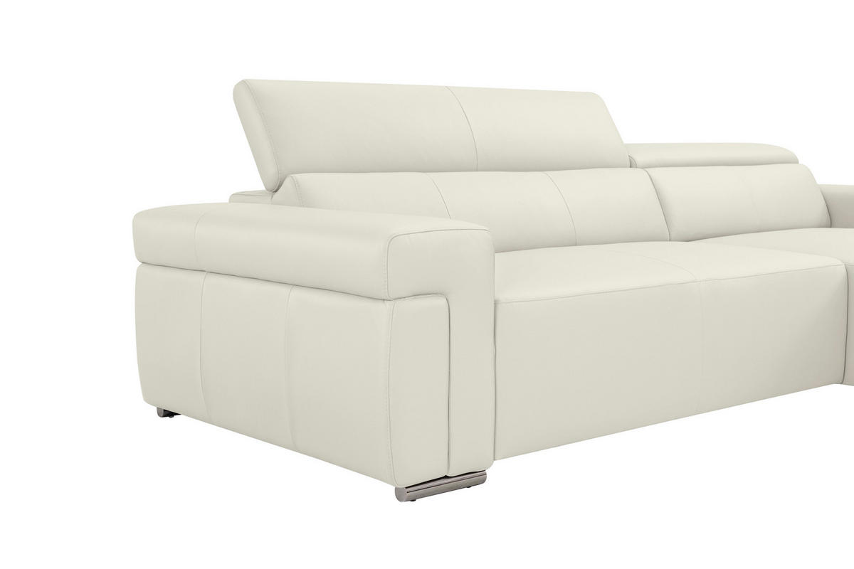 Ecksofa inkl. Funktion DUA Weiß Echtleder  - Chromfarben/Weiß, Design, Leder/Metall (293/170cm) - Novel