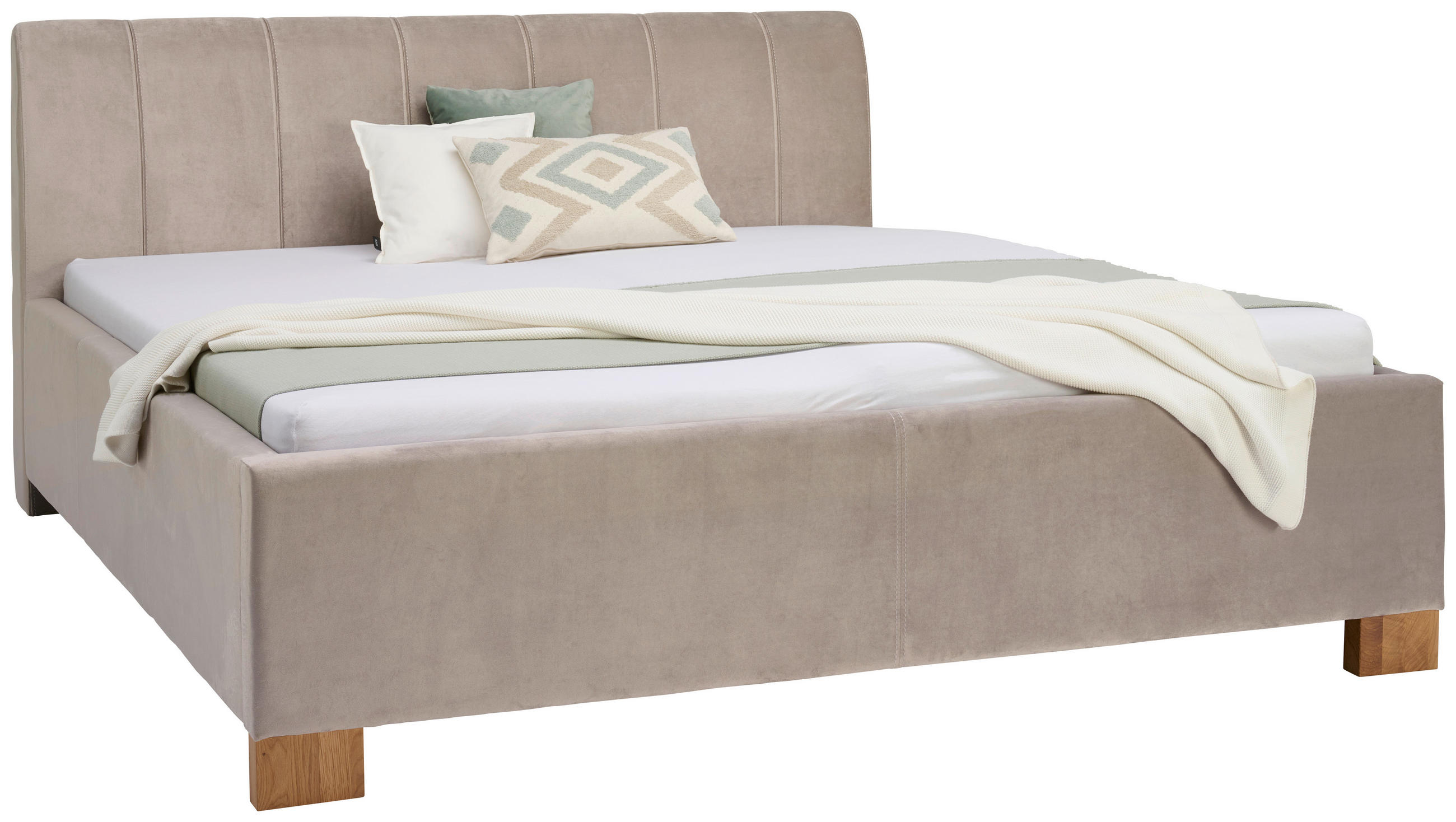 ČALÚNENÁ POSTEĽ, 180/200 cm, béžová - farba duba/béžová, Modern, drevo/textil (180/200cm) - Moderano