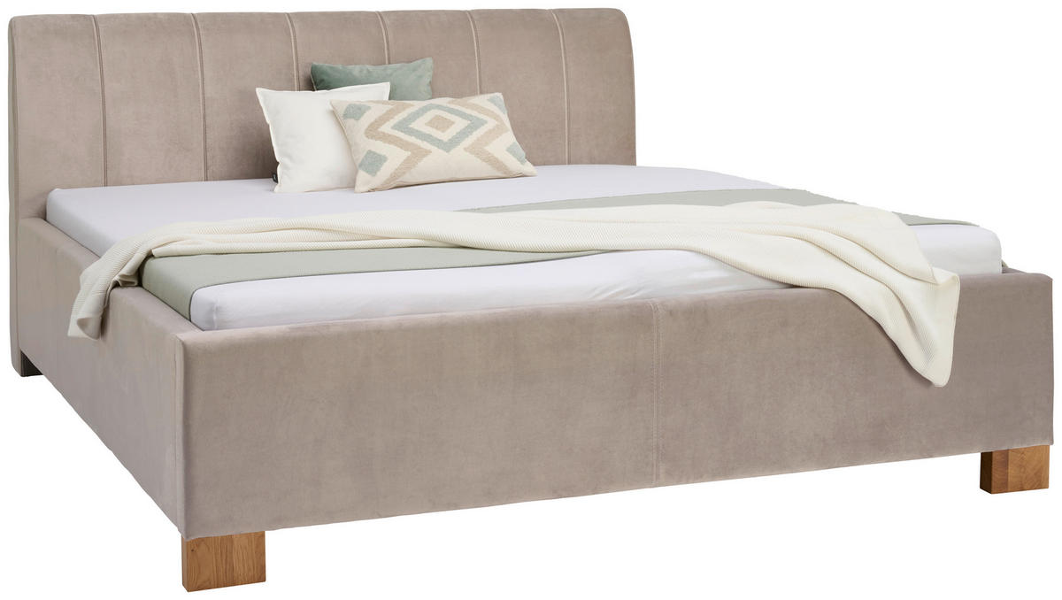 ČALÚNENÁ POSTEĽ, 180/200 cm, béžová - farba duba/béžová, Modern, drevo/textil (180/200cm) - Moderano