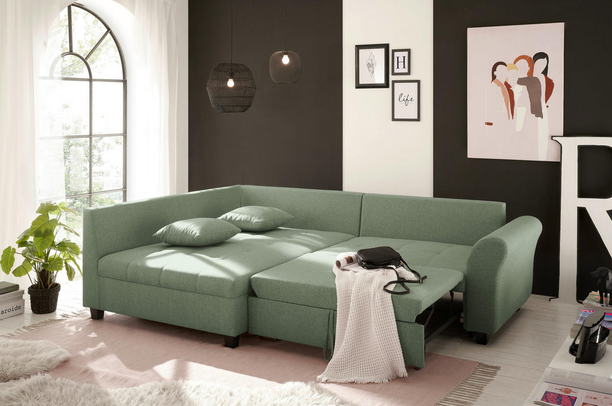 HÖRNSOFFA i vävt tyg grön  - grön/svart, Modern, textil/plast (175/252cm) - Livetastic
