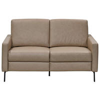 2-SITZER-SOFA Taupe Echtleder  - Taupe/Schwarz, KONVENTIONELL, Leder/Metall (148/86/89cm) - Pure Home Comfort