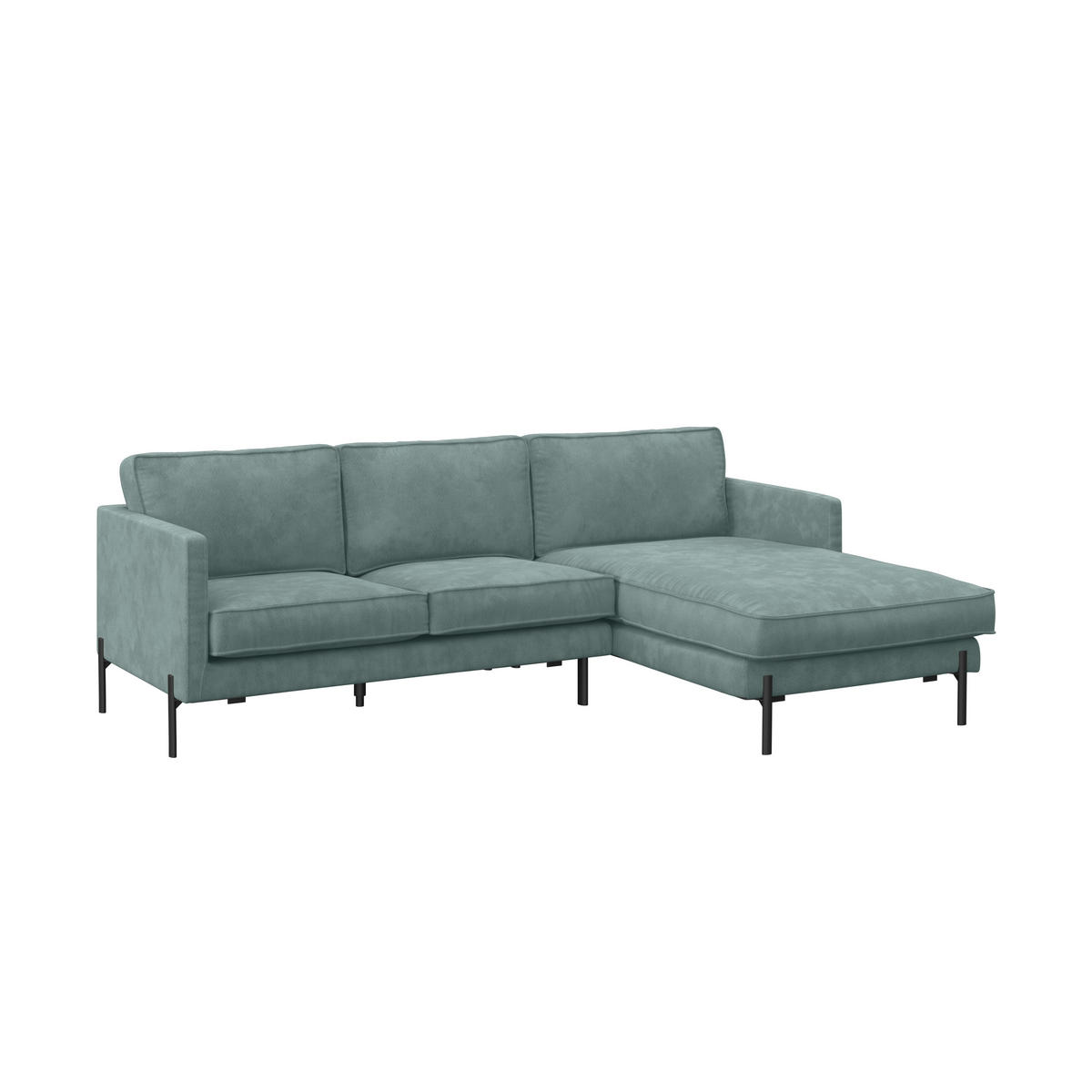 ECKSOFA in Flachgewebe Türkis  - Türkis/Schwarz, Trend, Textil/Metall (232/154cm) - Livetastic