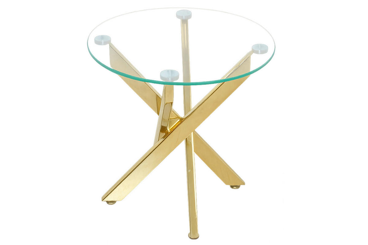 BEISTELLTISCH 45/45/45 cm Messingfarben rund  - Messingfarben, Design, Glas/Metall (45/45/45cm) - MID.YOU