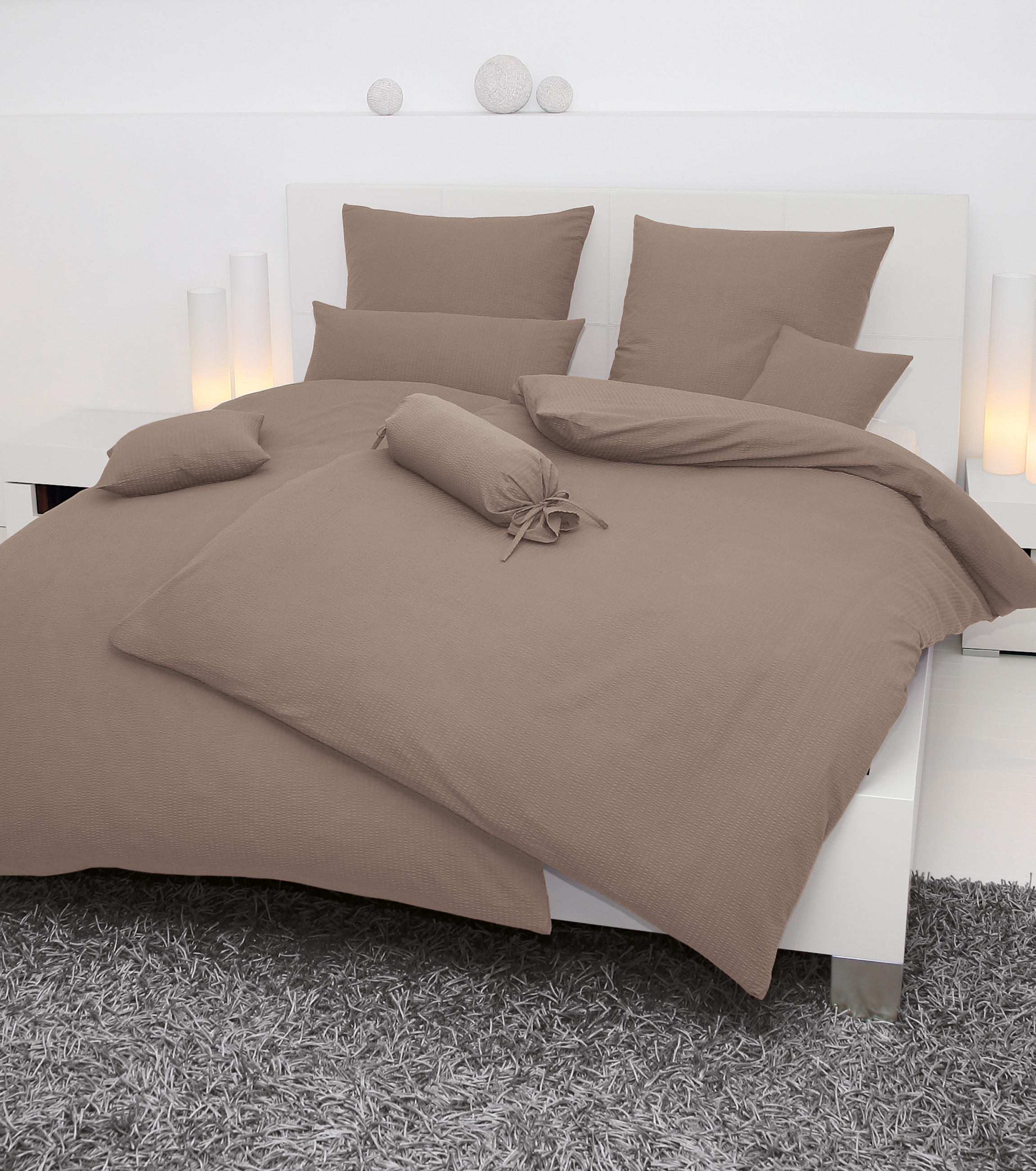 BETTWÄSCHE Piano Seersucker 200/200 cm  - Taupe, Basics, Textil (200/200cm) - Järnforsen