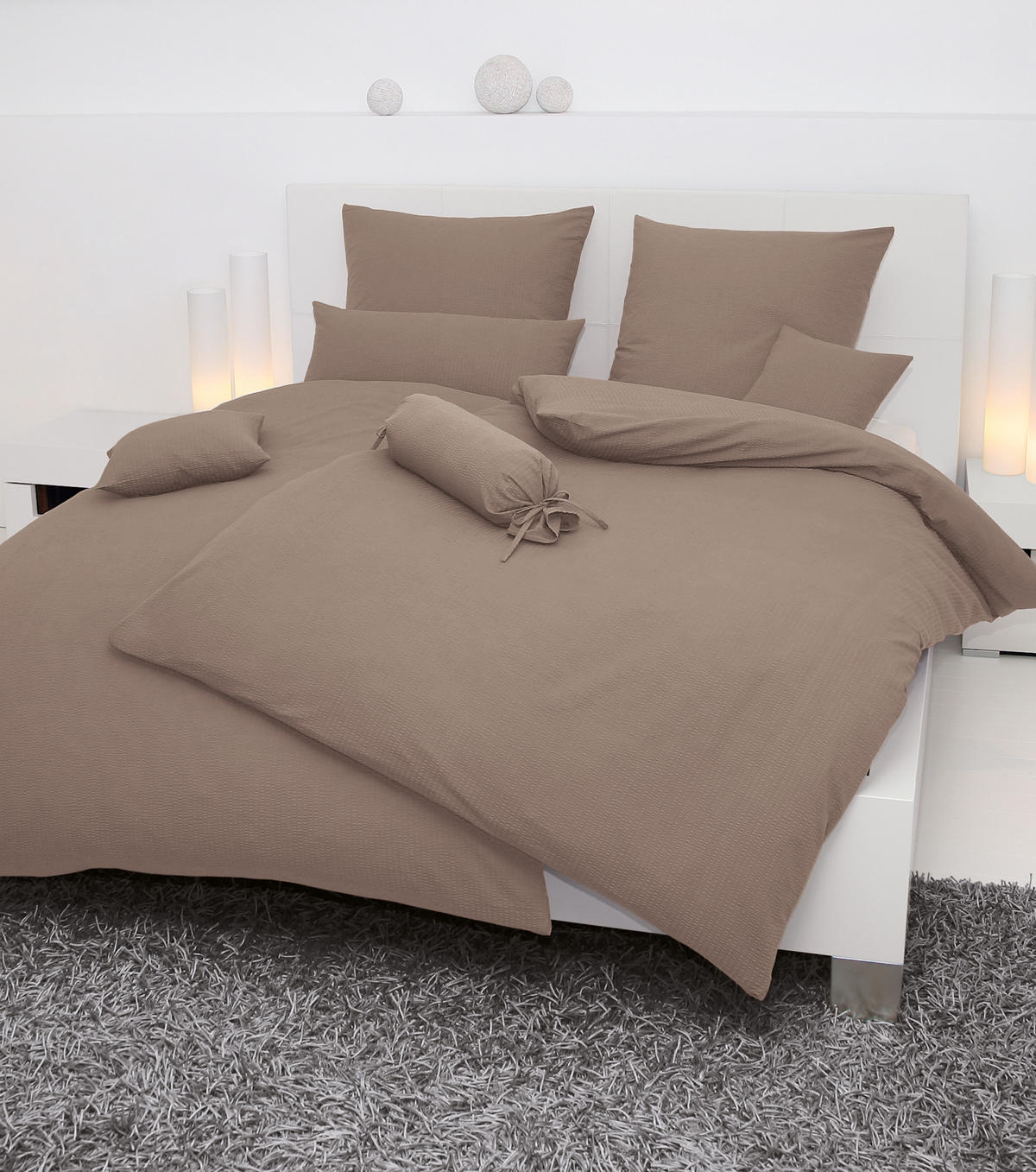 BETTWÄSCHE Piano Seersucker 155/220 cm  - Taupe, Basics, Textil (155/220cm) - Janine
