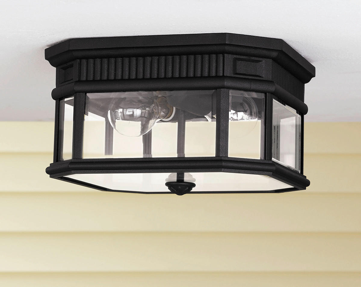 AUSSENDECKENLEUCHTE - Schwarz, Konventionell, Glas/Metall (29.2/16.8cm) - Elstead Lighting