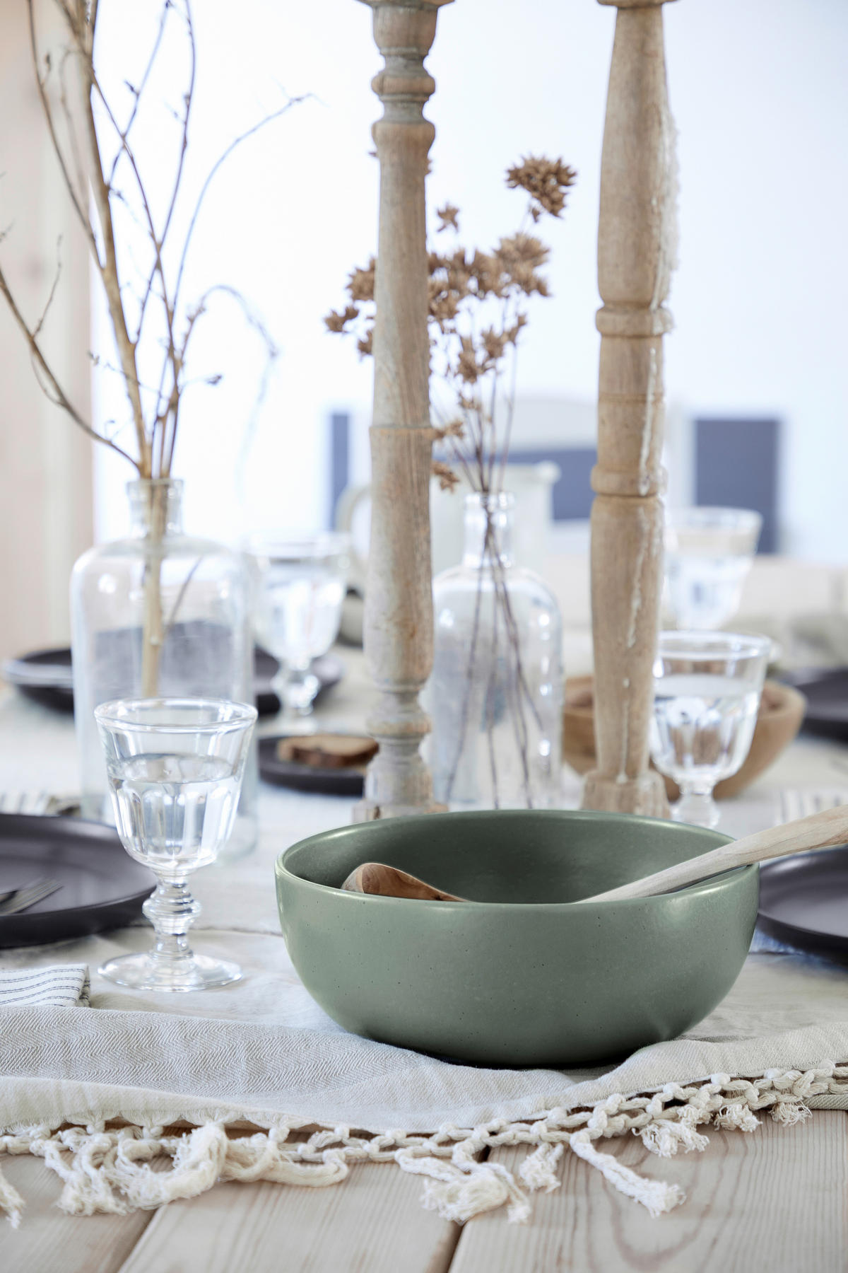 KOMBISERVICE Salbeigrün PACIFICA 12-teilig 4 Personen  - Salbeigrün, Basics, Keramik - Costa Nova